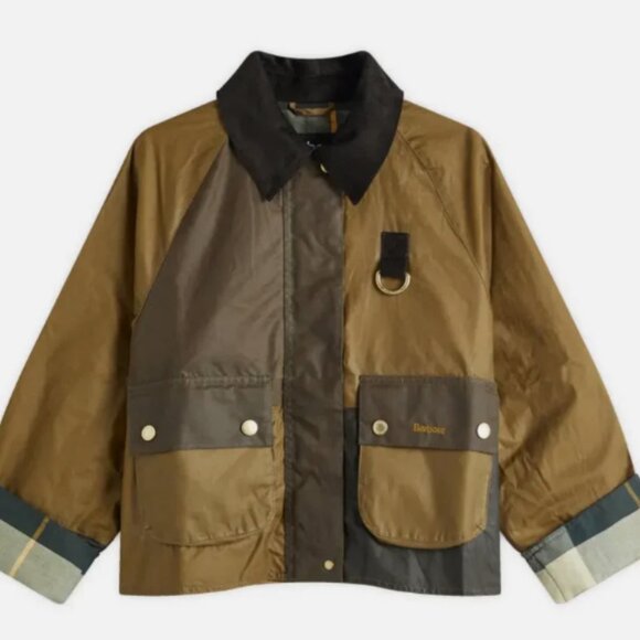 BARBOUR ALMA WAX JACKET in Sand/ Archive Olive MSRP$580 British Elegance - Picture 1 of 16